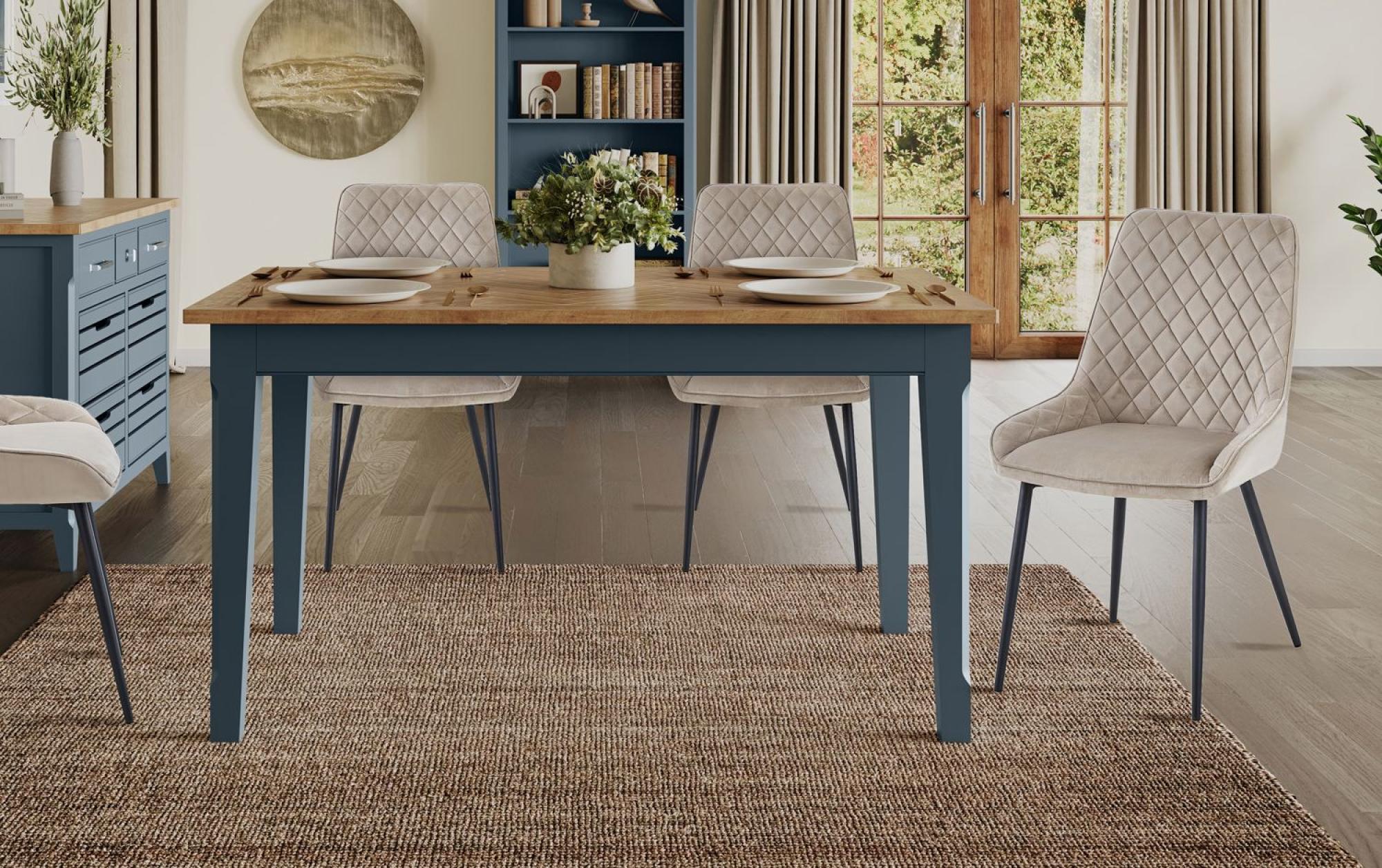 Product photograph of Signature 140cm Blue Dining Table from Choice Furniture Superstore.